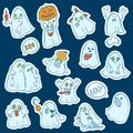 Halloween set of stickers ghosts