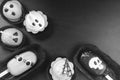 Halloween set of sweets toned in monochrome