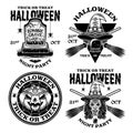 Halloween set of vector emblems, labels, badges