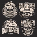 Halloween set vintage flyers monochrome Royalty Free Stock Photo