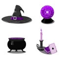Halloween set with witch accessories Royalty Free Stock Photo