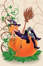Halloween sexual witch and pumpkin