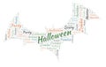 Halloween in a shape of bat word cloud. Royalty Free Stock Photo