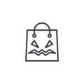 Halloween shopping bag outline icon