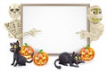 Halloween Sign with Skeleton and Mummy Royalty Free Stock Photo