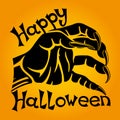 Halloween sign with werewolf`s hand.