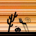 Halloween Silhoette Cat Pumpkin Head Cactus