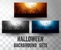 Halloween silhouette background sets with different colour scene