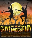 A halloween silhouette grave dancers party poster