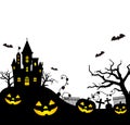 Halloween silhouette pumpkin, castle etc. vector illustration.