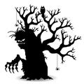 Halloween, Silhouette of a scary-zombie tree without leaves