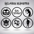 Halloween silhouettes in circle