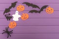 Halloween silhouettes cut out of paper made of corner frame Royalty Free Stock Photo