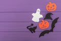 Halloween silhouettes cut out of paper made of corner frame Royalty Free Stock Photo