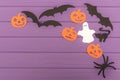 Halloween silhouettes cut out of paper made of corner frame Royalty Free Stock Photo