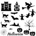 Halloween silhouettes set Royalty Free Stock Photo