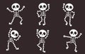 Halloween Six Dancing Skeletons with Different Poses Royalty Free Stock Photo