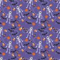 Halloween Skeleton Bats and Candy Corn Seamless Pattern