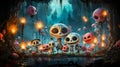 Halloween Skeleton Party Skull Scary Background Funny Spooky Kids