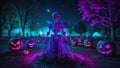 Halloween skeleton pumpkin burial ground night sky scare crow background wallpaper