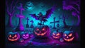 Halloween skeleton pumpkin burial ground night sky scare crow background wallpaper