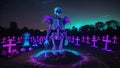 Halloween skeleton pumpkin burial ground night sky scare crow background wallpaper