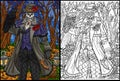 Halloween Skeleton Suit Coloring Page Illustration