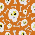 Halloween skull and crossbones on orange background pattern Royalty Free Stock Photo