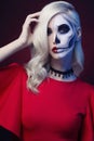 Halloween skull make-up beautiful woman