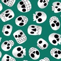 Halloween childish skull seamless pattern for wallpaper and wrapping.