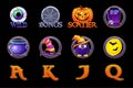 Halloween slots icons. Set icons for slots machine in Halloween style