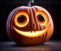 Halloween smiling pumpkin on a dark background Royalty Free Stock Photo