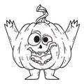 Halloween smiling pumpkin with hands and legs