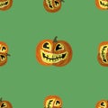 Halloween Smiling Pumpkin Seamless Pattern Royalty Free Stock Photo