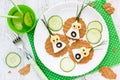 Halloween snack for children - funny ghost monsters cheese canape