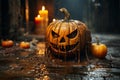 Halloween. The souls of the dead returned to their homes. Pumpkins, witches, skeletons, sorceresses, spirits of the dead Royalty Free Stock Photo