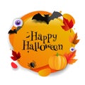 Halloween Speech Bubble With Autumn Leaves White Background