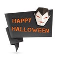 Halloween speech bubble with origami vampire. Vector illustration, eps10. Royalty Free Stock Photo