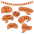 Halloween speech bubbles set with text