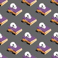 Halloween spell book seamless pattern Royalty Free Stock Photo