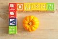 Halloween spelled with alphabet blocks Royalty Free Stock Photo