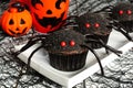 Halloween spider cupcakes with decor