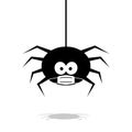 Halloween spider in face mask vector. black coronovirus quarantine on white background. danger insect. banner, poster. cobweb