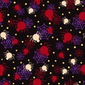 Halloween spider seamless pattern on black background. halloween pattern background. Royalty Free Stock Photo