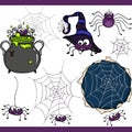 Halloween spider set digital elements Royalty Free Stock Photo