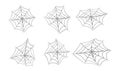 Halloween spider web, cobweb symbol, icon set. vector illustration isolated on white background. Royalty Free Stock Photo