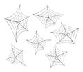 Halloween spider web, cobweb symbol, icon set. vector illustration on white background. Royalty Free Stock Photo
