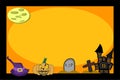 Halloween of spider web tombstone cross moon bat castle in black and purple