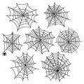 Halloween spider web vector set. Cobweb decoration elements