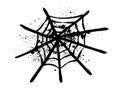 Halloween spider web vector symbol icon design. Scary grunge ink hand-drawn beautiful illustration isolated on white background. Royalty Free Stock Photo